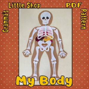 My Body Pattern for Felt Body with Bones and Organs