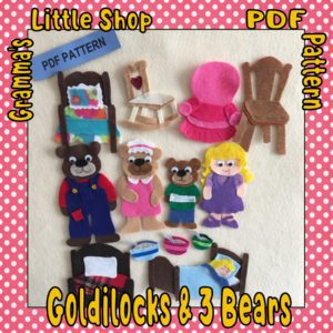 Goldilocks and the 3 Bears, PDF PATTERN for use on a felt or flannel board