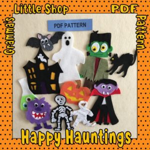 Happy Hauntings Felt Board Pattern with Dracula and Frankenstein