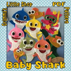 Baby Shark Felt Patterns for Use on a Felt or Flannel Board - Downloadable PDF Pattern