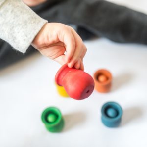 Colored Cups and Balls - A Montessori and Waldorf Inspired Wooden Materials Matching and Motor Skills Toy