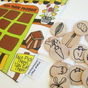 Flip Mat - Farmer's Market Edition - Portable, Pretend Play Game inspired by Montessori and Waldorf