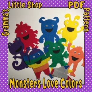 Monsters Love Colors Felt Board Pattern - Teaching Aid for Colors