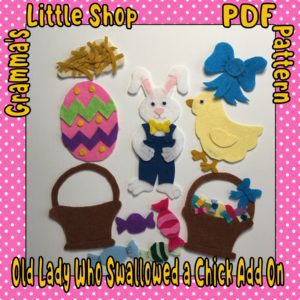 There Was an Old Lady Who Swallowed a Chick Felt Story ADD ON Pattern