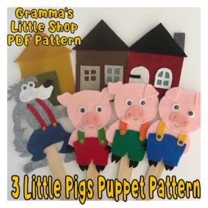 3 Little Pigs and the Big Bad Wolf Puppet Pattern