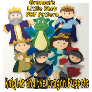 Knights and Dragon, Puppet Pattern, Stick Puppet - DIY Downloadable PDF Pattern Only