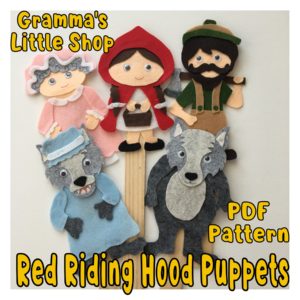 Red Riding Hood, Puppet Pattern, Puppet on a Stick - PDF Downloadable Pattern Only
