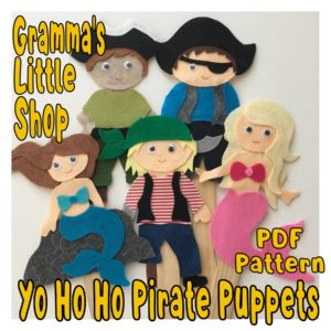 Yo Ho Ho, Pirate Puppet, Mermaid Puppet, Stick Puppet, Puppet Patterns - PDF Downloadable Patterns