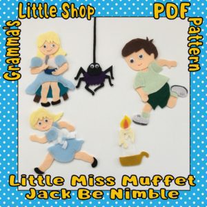 Little Miss Muffet, Jack Be Nimble, Felt Board Pattern, Felt Story - PDF PATTERNS ONLY