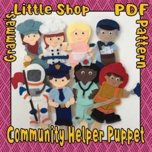 Community Helper, Puppet Patterns, Stick Puppet - DIY Downloadable PDF Pattern Only