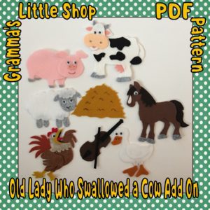 There Was An Old Lady Who Swallowed a Cow ADD ON PATTERN