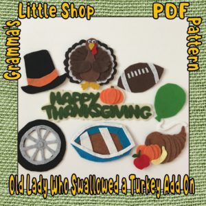 There Was an Old Lady Who Swallowed a Turkey, Felt Pattern Add On. DIY Downloadable Pattern Only