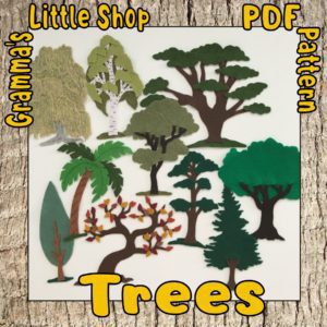 Tree Felt Patterns - Assorted Felt Tree Patterns for use on a Felt Board - PDF Downloadable Pattern