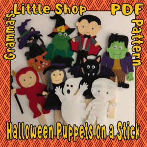 Halloween Puppet, Patterns for 9 Halloween Related Characters - Downloadable PDF Only