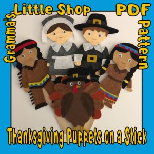 Puppet Pattern, Thanksgiving, Native Americans, Pilgrims and Turkey - PDF Pattern Only