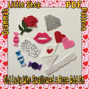 There Was an Old Lady Who Swallowed a Rose ADD ON PATTERN