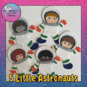 5 Little Astronauts Felt Story Pattern, DIY Downloadable Pattern