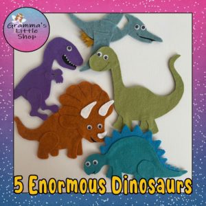 5 Enormous Dinosaurs Paint Stick Puppets and/or Felt Board Patterns