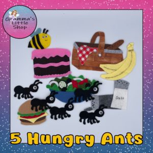 5 Hungry Ants Felt Story Pattern including Lyrics