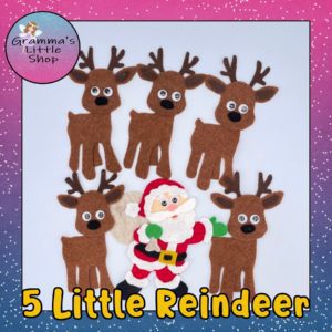 5 Little Reindeer and Santa Felt Board Pattern