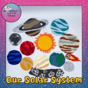 Solar System Felt Board Pattern, Pattern for Planets, Sun, Asteriods and Comet