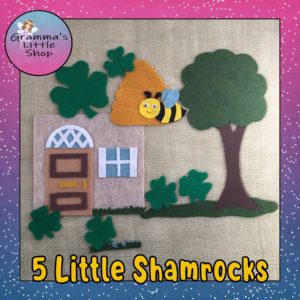 5 Little Shamrocks, Felt Story Pattern, Preschool Rhyme, St. Patricks Day Felt Story