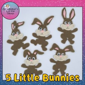 5 Little Bunnies Felt Story Pattern, Bunny Headband, Bunny Crown, Easter Pattern