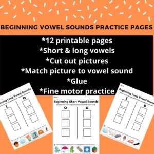 Vowel Practice Pages, Long Vowels, Short Vowels, Vowel Sorts, Preschool, Kindergarten