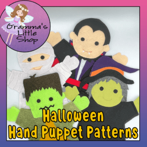 Halloween Hand Puppets Pattern - Create Fun Dracula, Witch, Frankenstein, and Mummy!