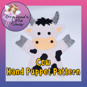 Cow Hand Puppet Pattern, PDF Pattern for Hand Puppet, Puppet Sewing Pattern, Easy Puppet Pattern