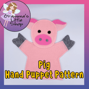 Pig Hand Puppet Pattern, PDF Pattern for Hand Puppet, Puppet Sewing Pattern, Easy Puppet Pattern