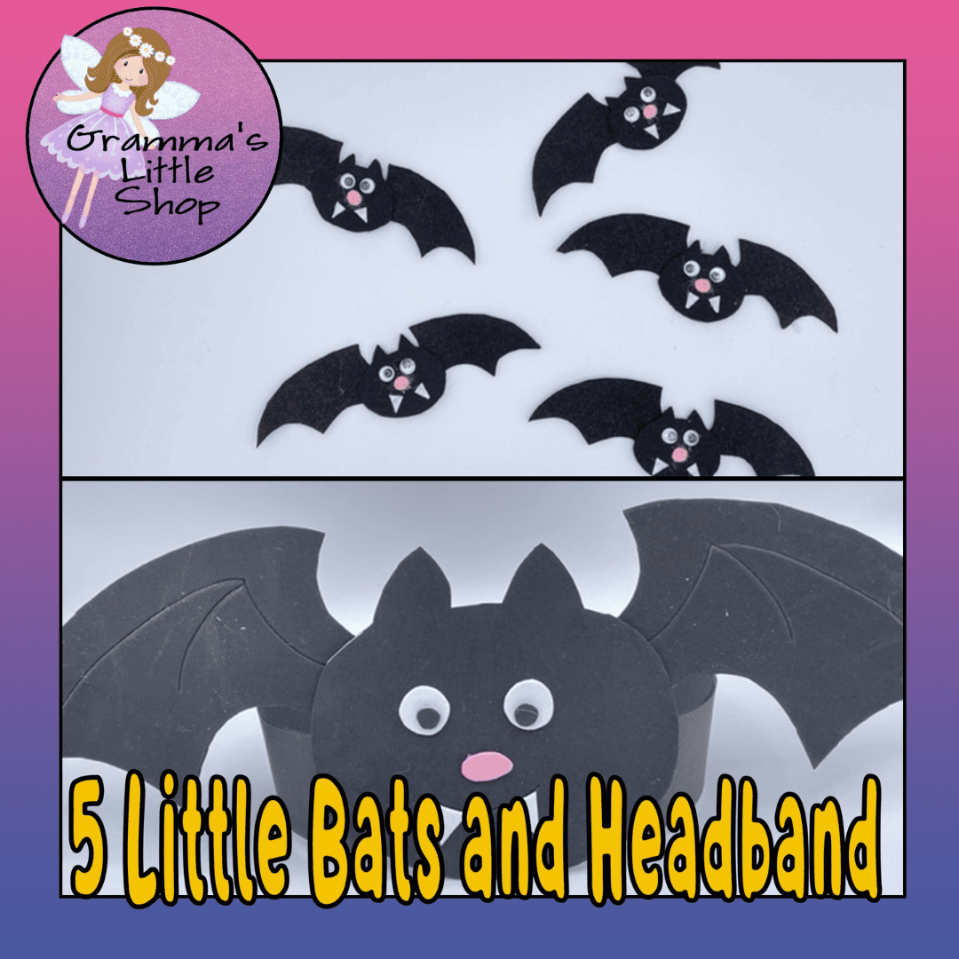 5 Little Bats Felt Story Pattern, Bat Headband, Bat Crown, Halloween Pattern