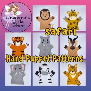 8 Safari Animal Hand Puppet Patterns - Easy-to-Follow PDF Sewing Pattern