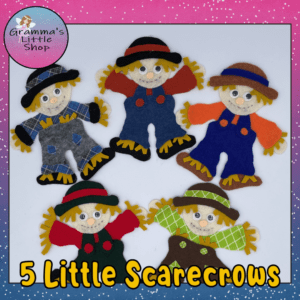 5 Little Scarecrows Felt Story Pattern, Paint Stick Puppet Pattern - DIY Pattern Only