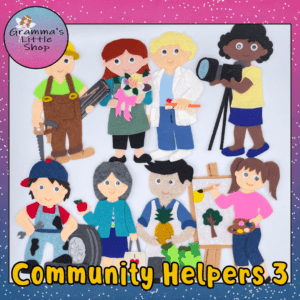 Community Helpers 3 Felt Board or Stick Puppet Patterns - PDF Patterns Only