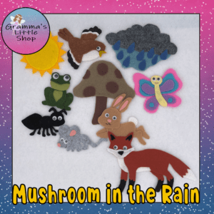 Mushroom in the Rain Felt Story Pattern, Where can Ant and His Friends Hide?