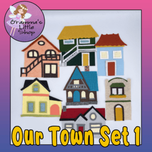 Our Town Set 1 - DIY Patterns for 7 Felt Houses for Felt Story Board or Playmat