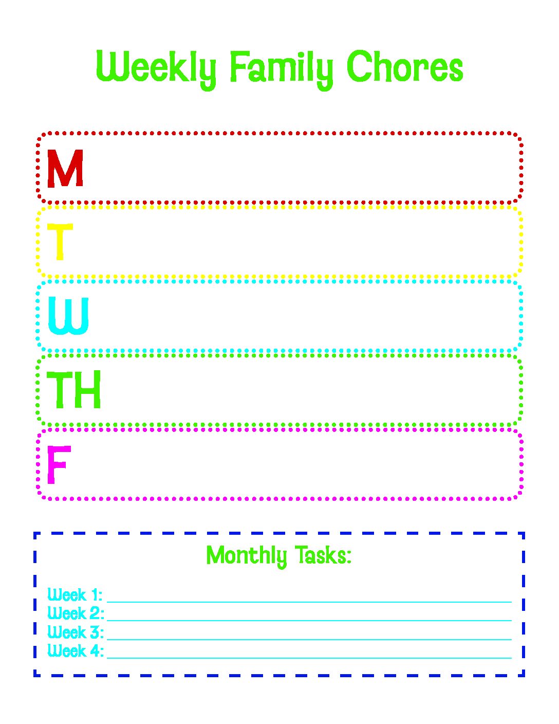 Weekly Family Chore Chart