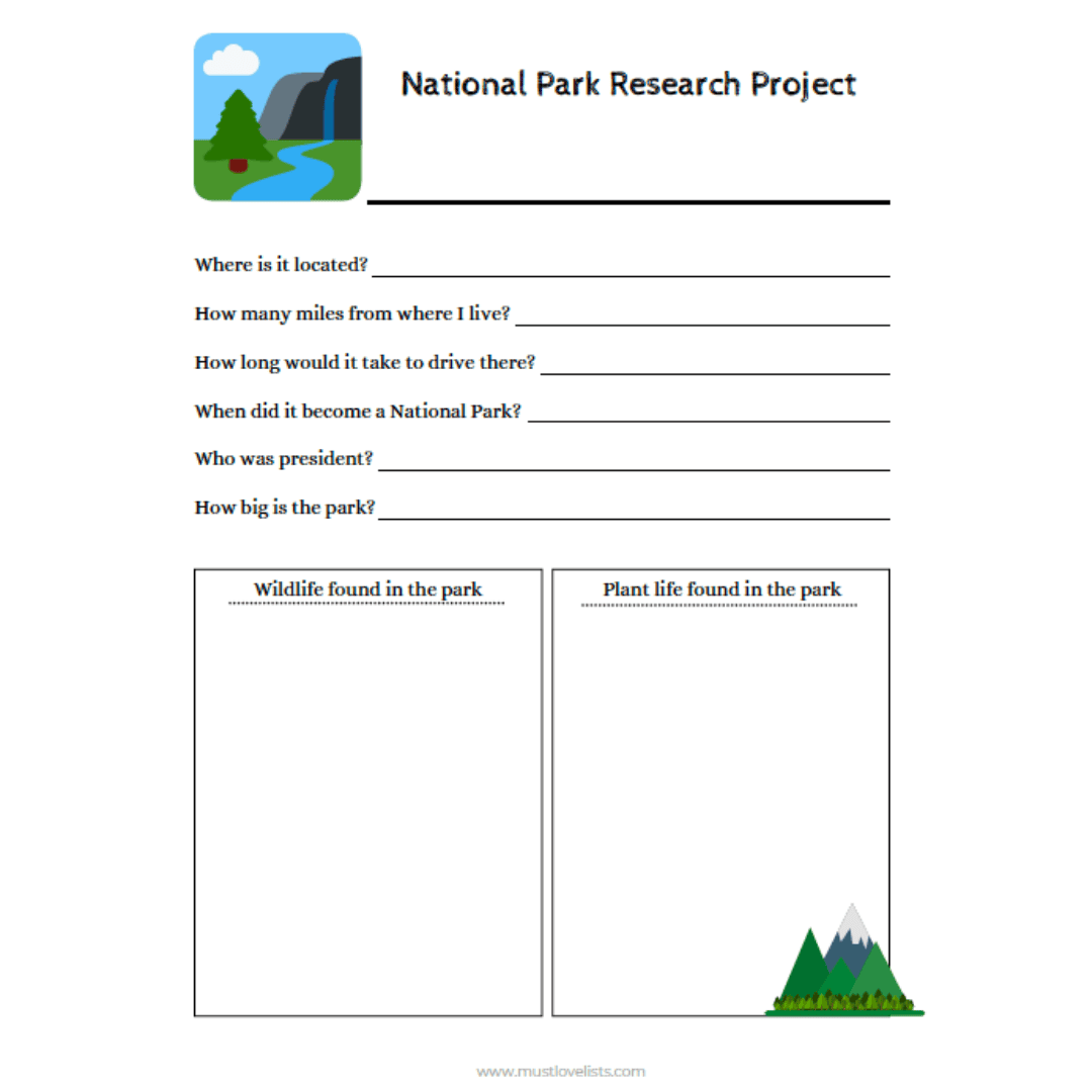 National Park Research Project Template