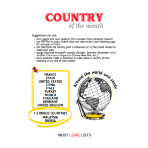 Countries of the World Mini-Unit Studies